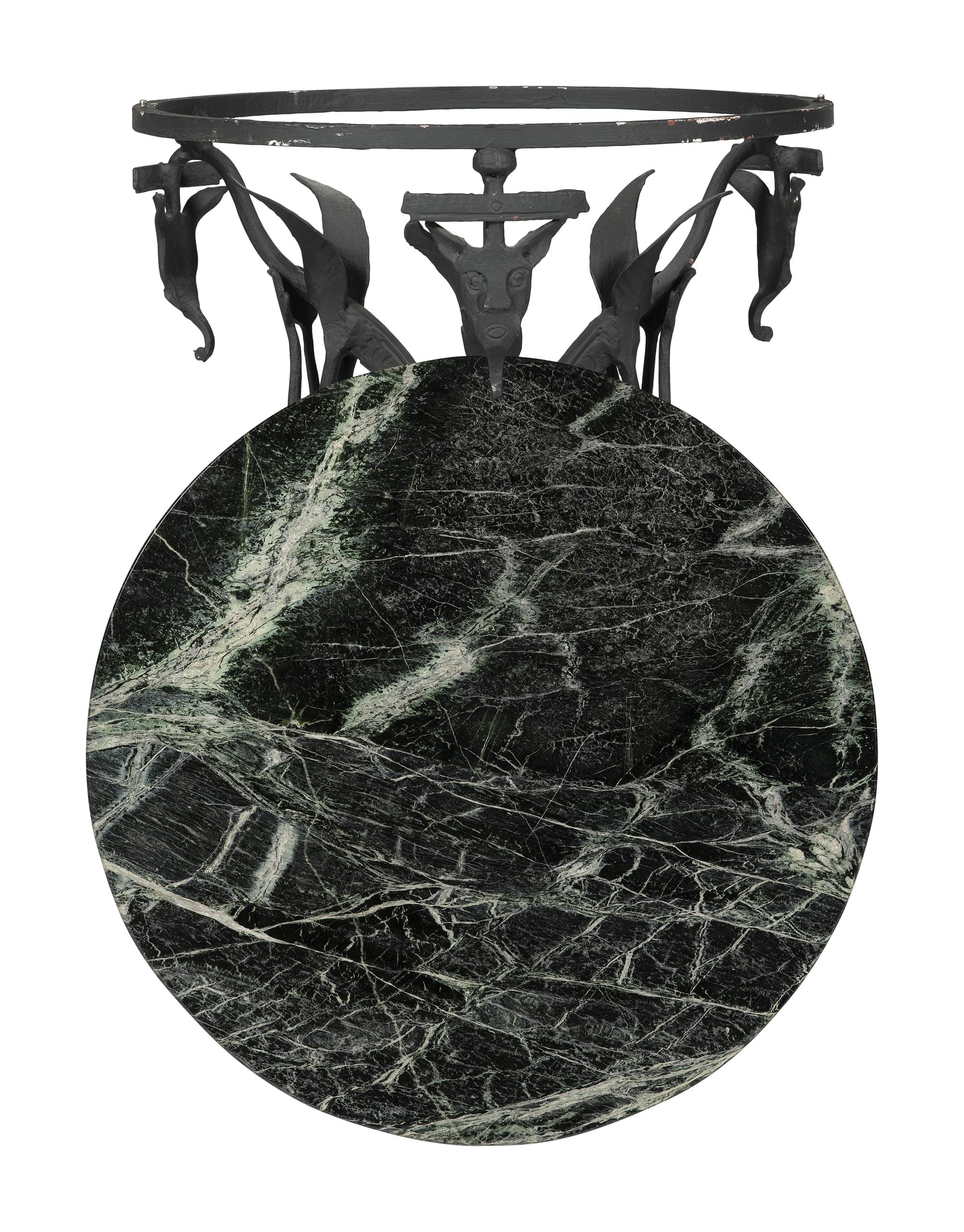 A Victorian Iron and Marble Top Table