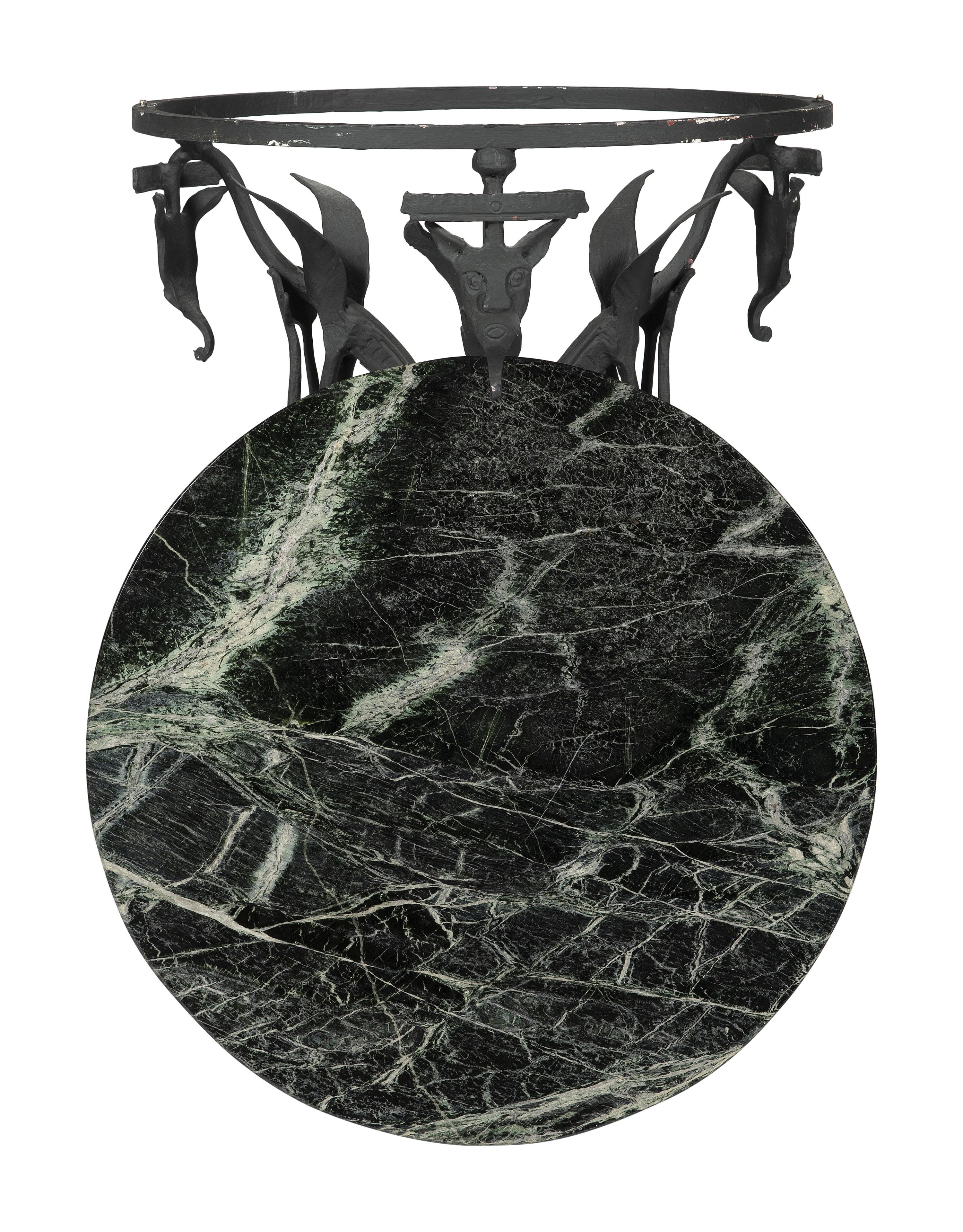 A Victorian Iron and Marble Top Table