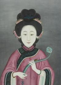 Two Chinese Reverse-Painted Glass Pictures