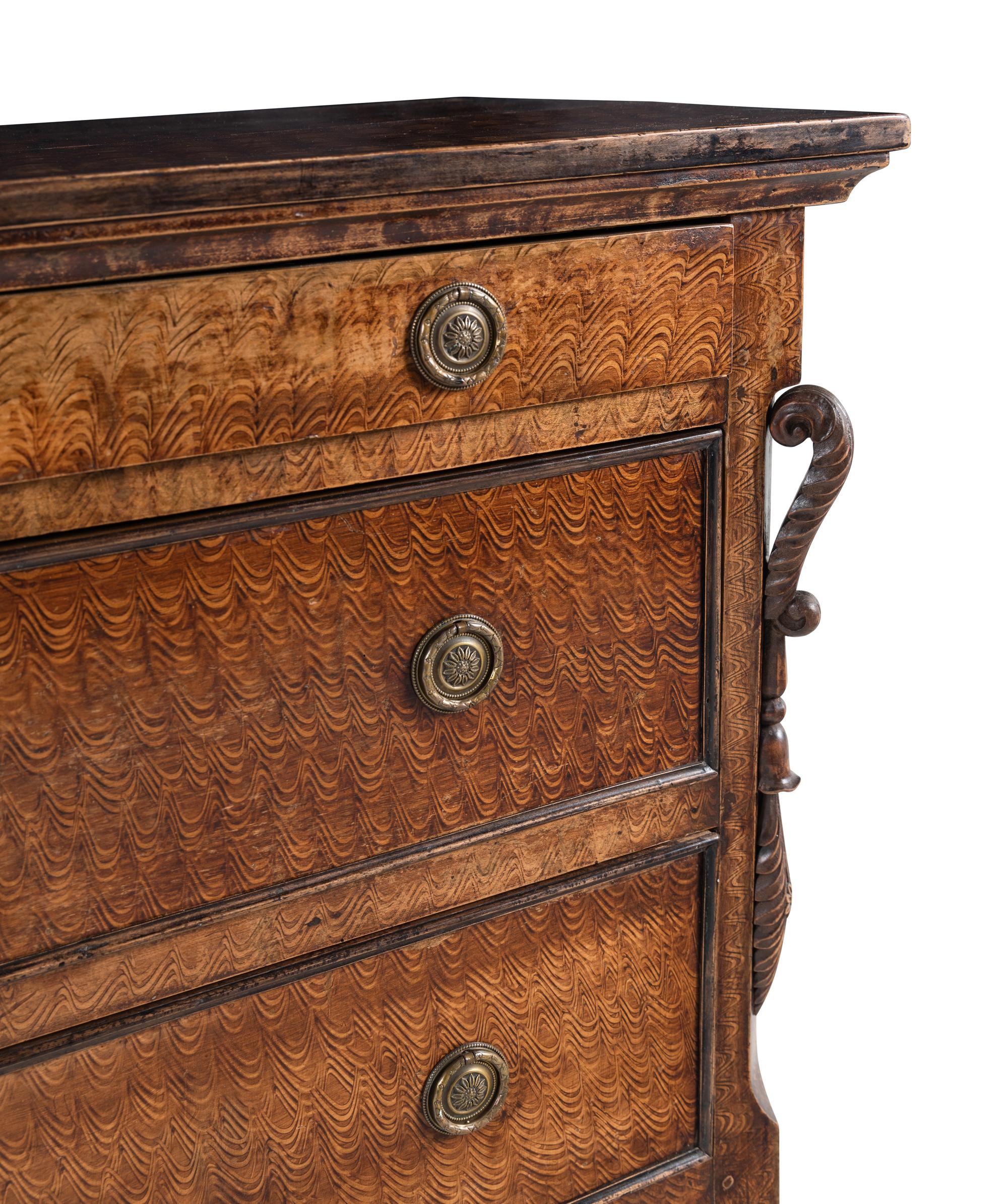 A North Italian Grain-Painted Chest of Drawers