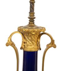 A Gilt Bronze Mounted Cobalt Glazed Porcelain Table Lamp