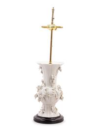 A Blanc-de-Chine Porcelain Baluster Vase Mounted as a Lamp