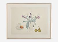 Susan Headley Van Campen (American, b. 1951), Fruit and Purple Tulips