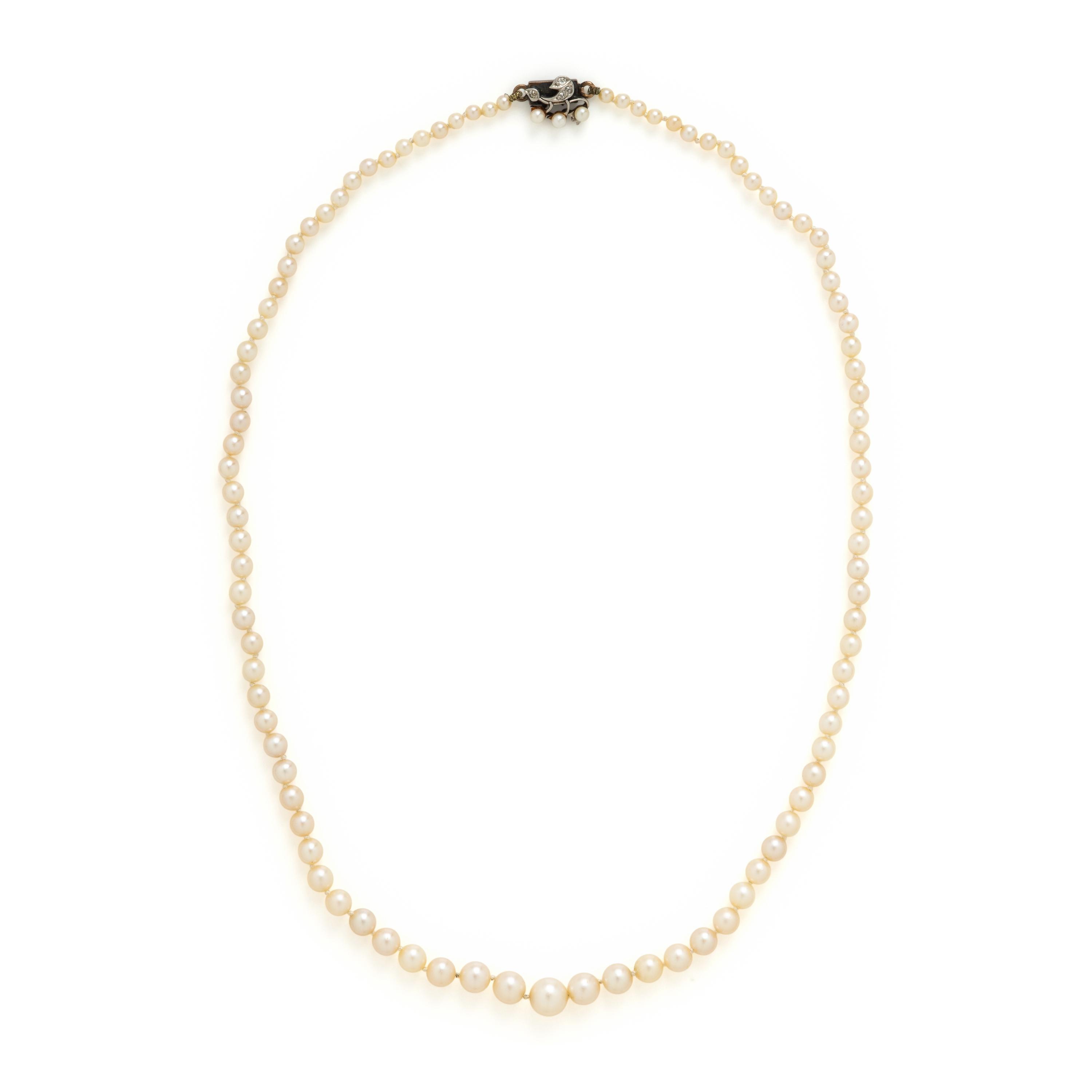 Mikimoto, Cultured Pearl Earrings with an Unsigned Cultured Pearl Necklace