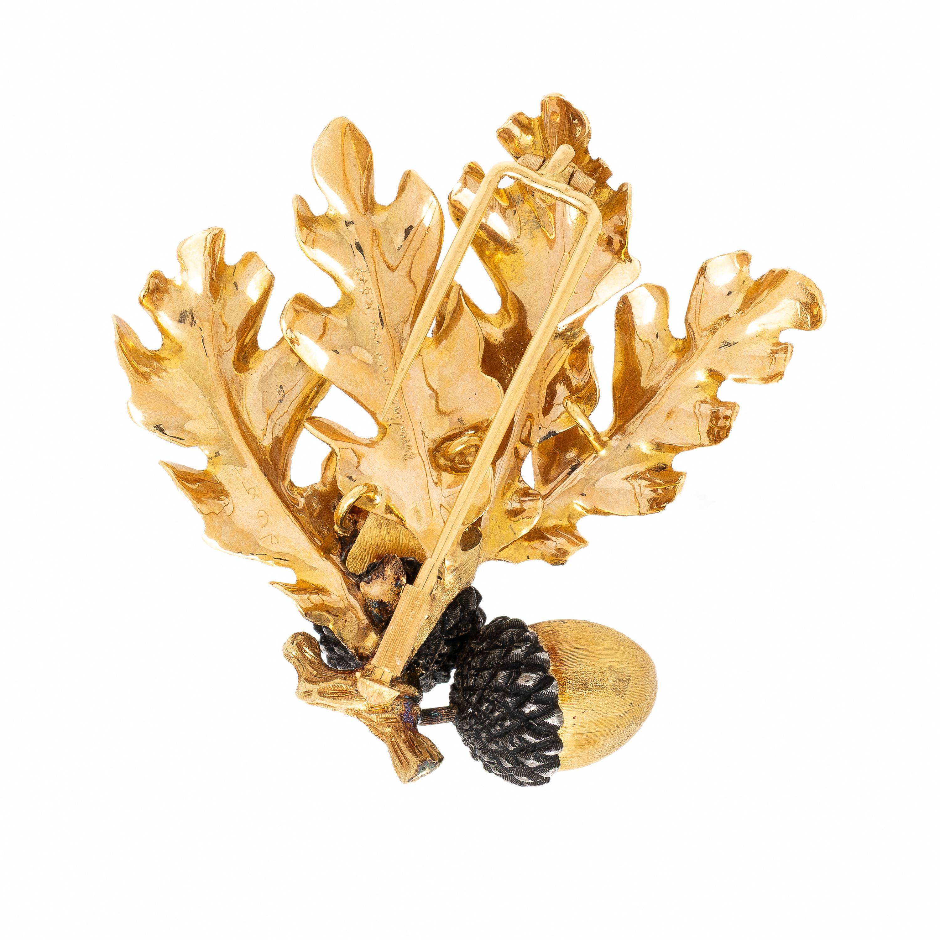Buccellati, Bicolor Gold and Silver Acorn Brooch