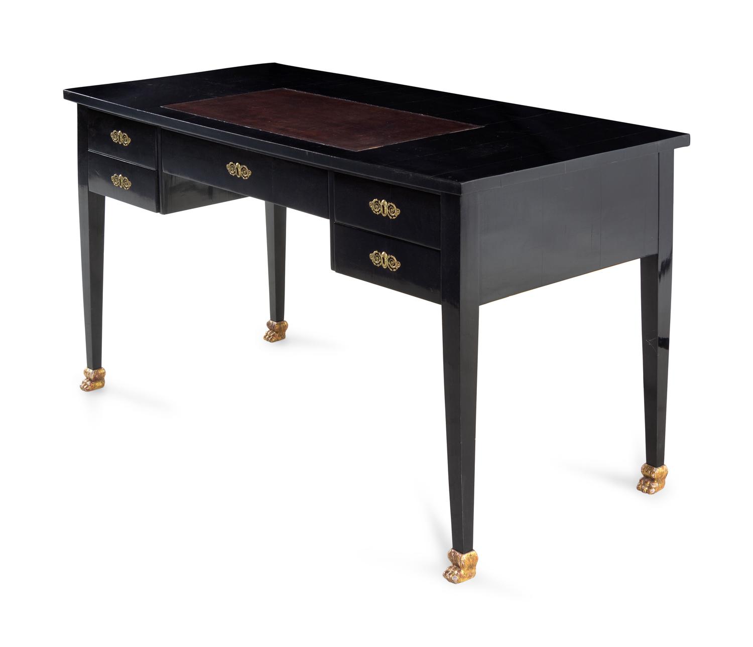 A Directoire Black-Painted Bureau Plat