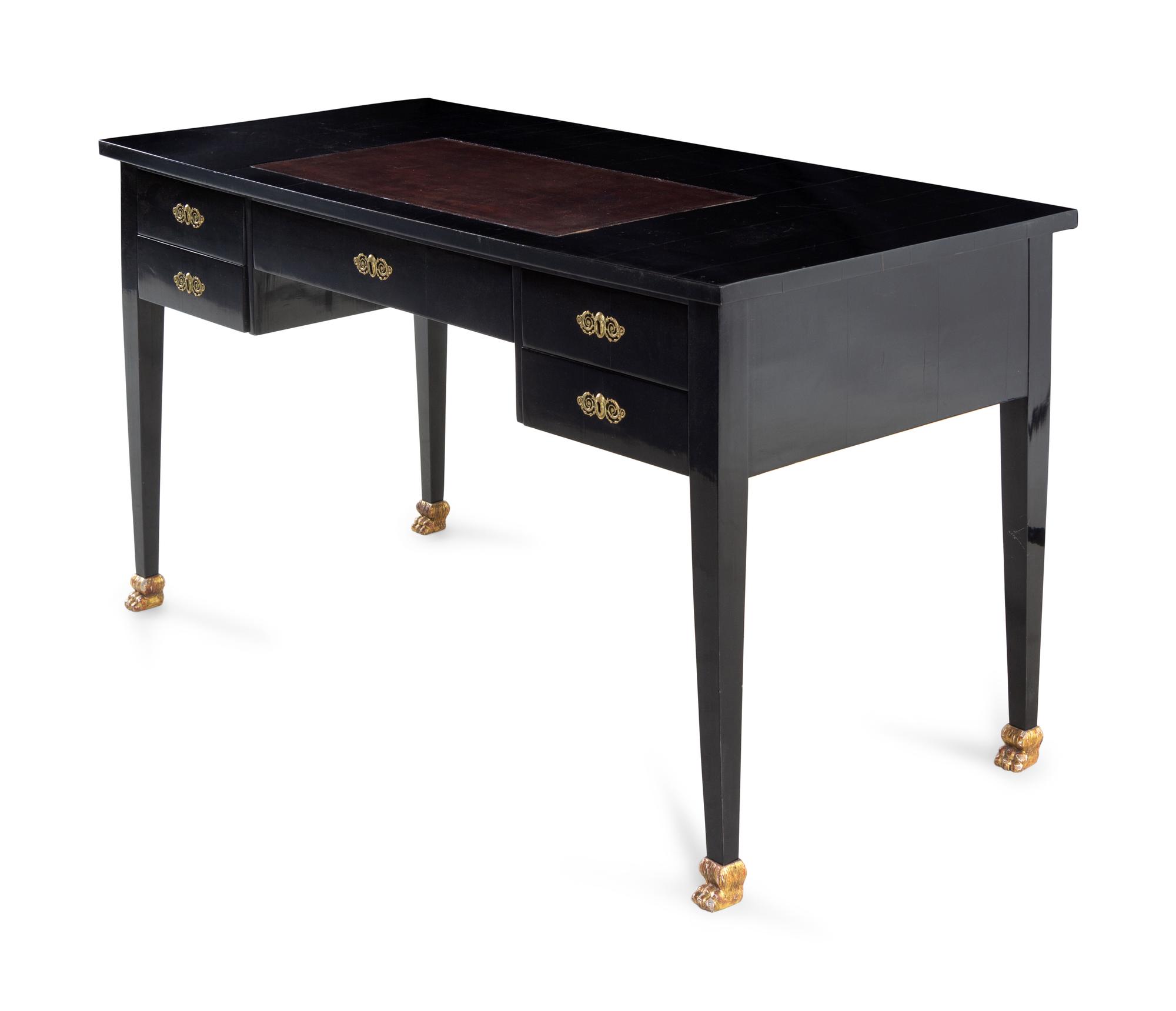 A Directoire Black-Painted Bureau Plat