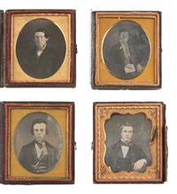 [EARLY PHOTO] 27 sixth plate daguerreotypes of young and middle-aged men, incl. magic bordered image