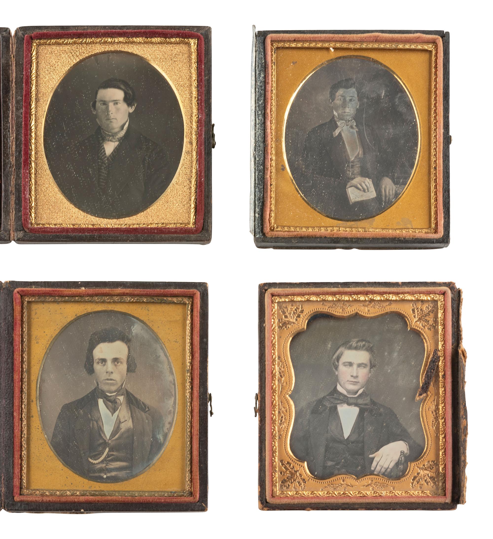 [EARLY PHOTO] 27 sixth plate daguerreotypes of young and middle-aged men, incl. magic bordered image