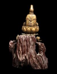 A Chinese Red and Gilt Lacquered Wood Figure of Guanyin