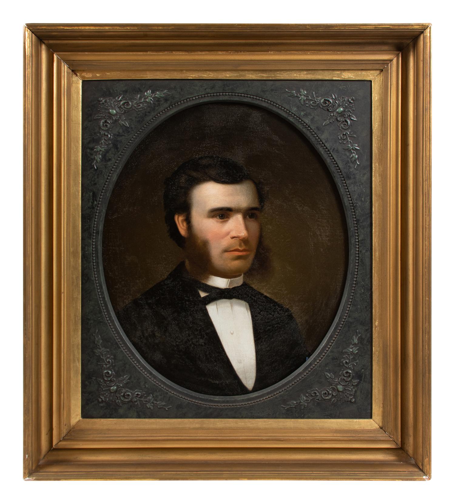 Portrait of a Young Man oil on canvas, cut down and laid to board