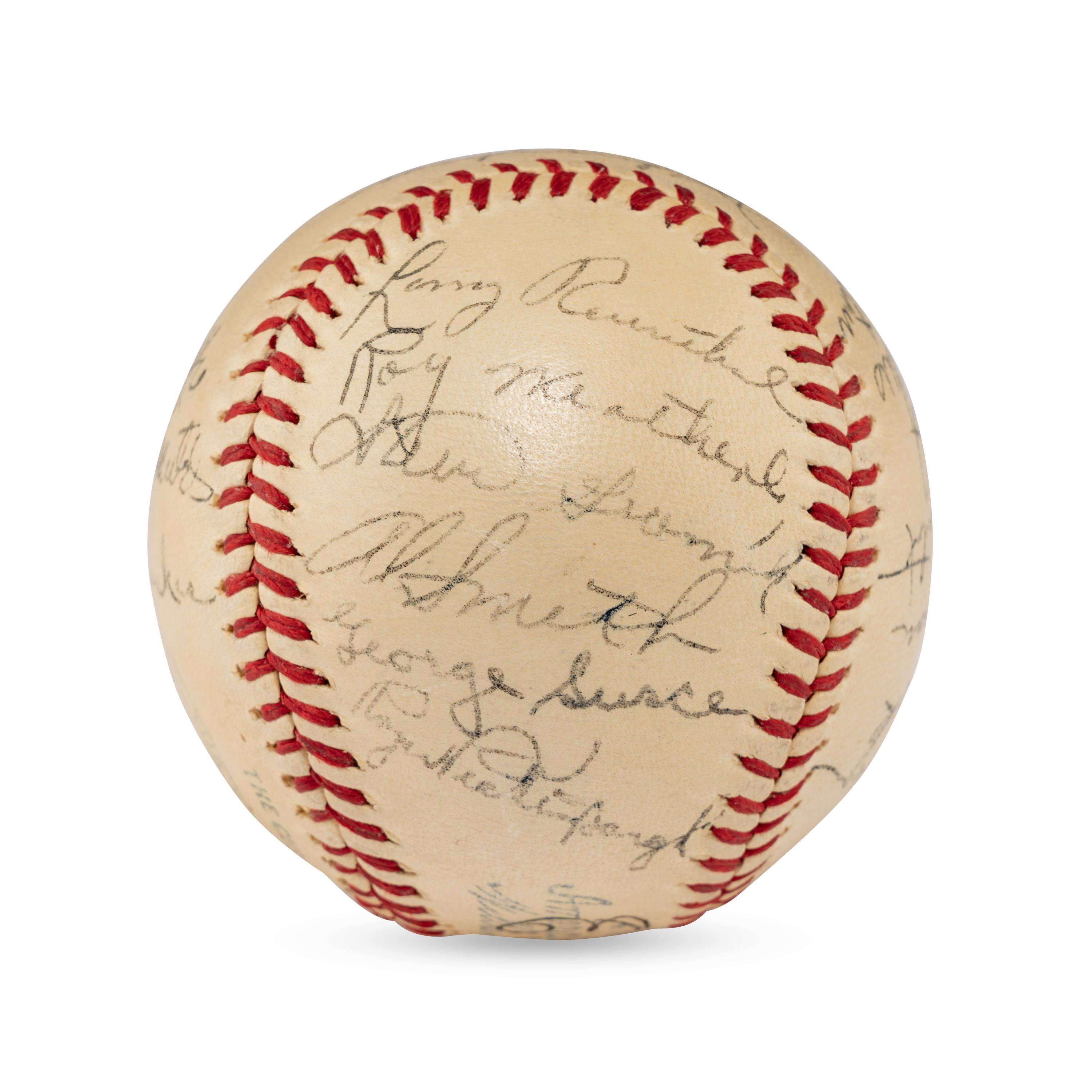 A 1941 Cleveland Indians Team Signed Autograph Baseball (PSA Letter of Authenticity),