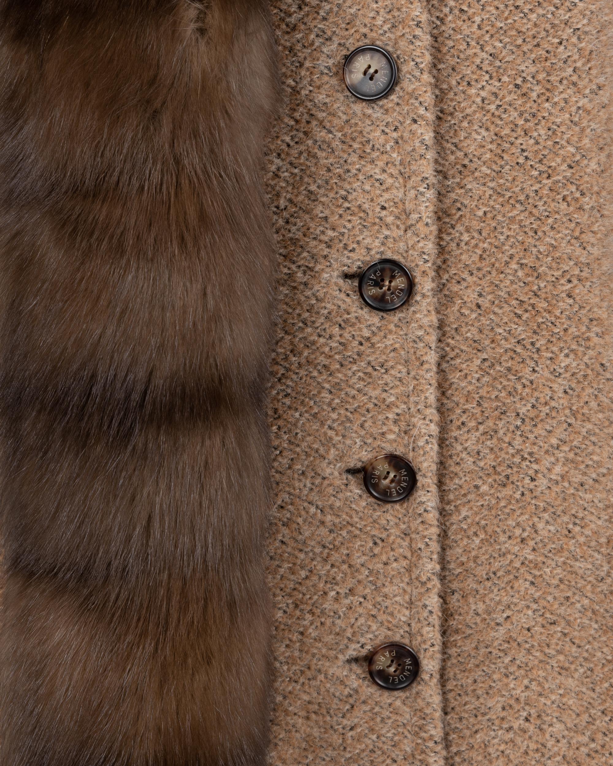 J. Mendel Wool Coat and Skirt Ensemble Trimmed with Sable Fur, 1990-2000s