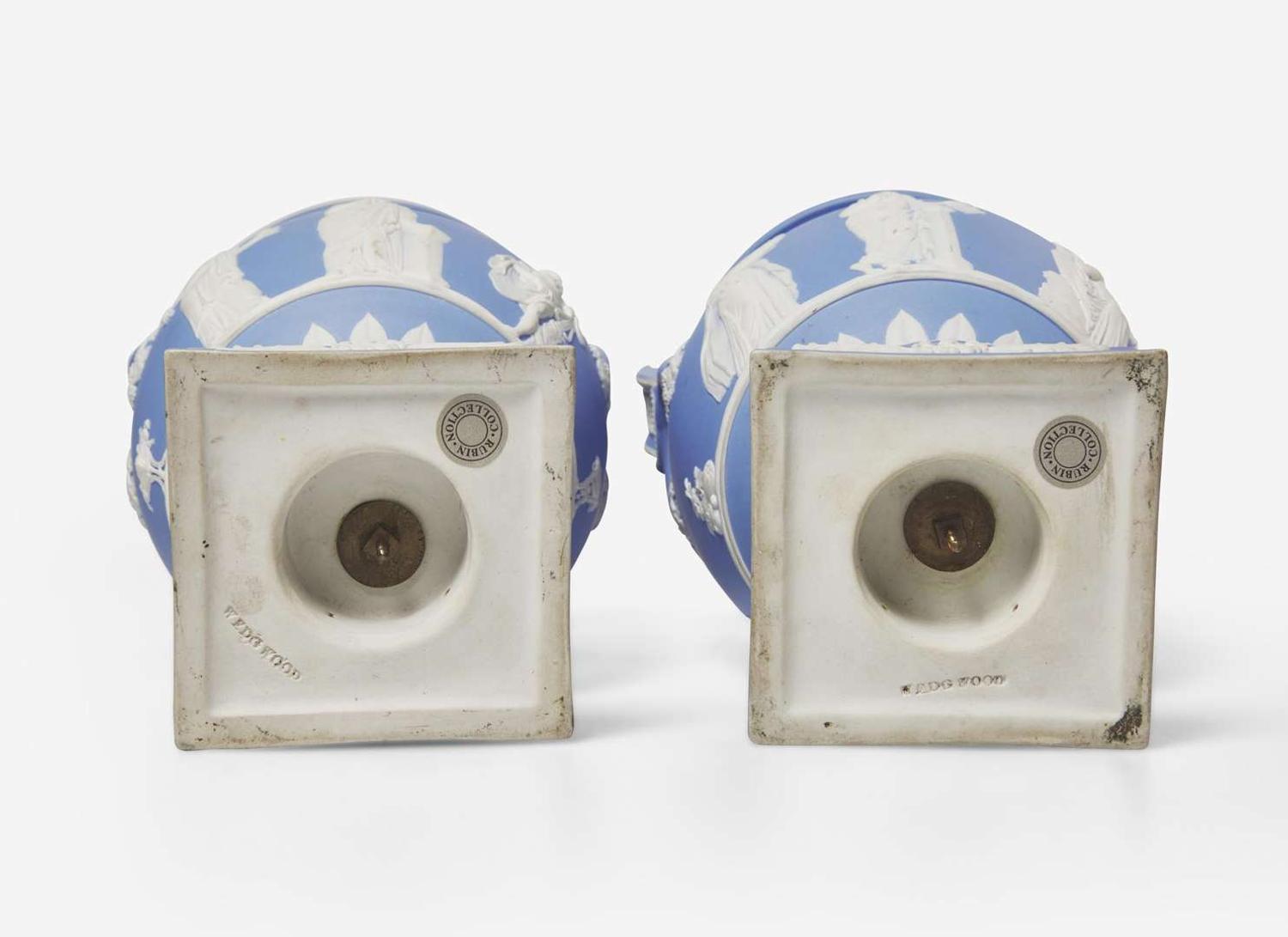 A Pair of Wedgwood Light Blue Dip Jasperware Vases, UK, late 19th century