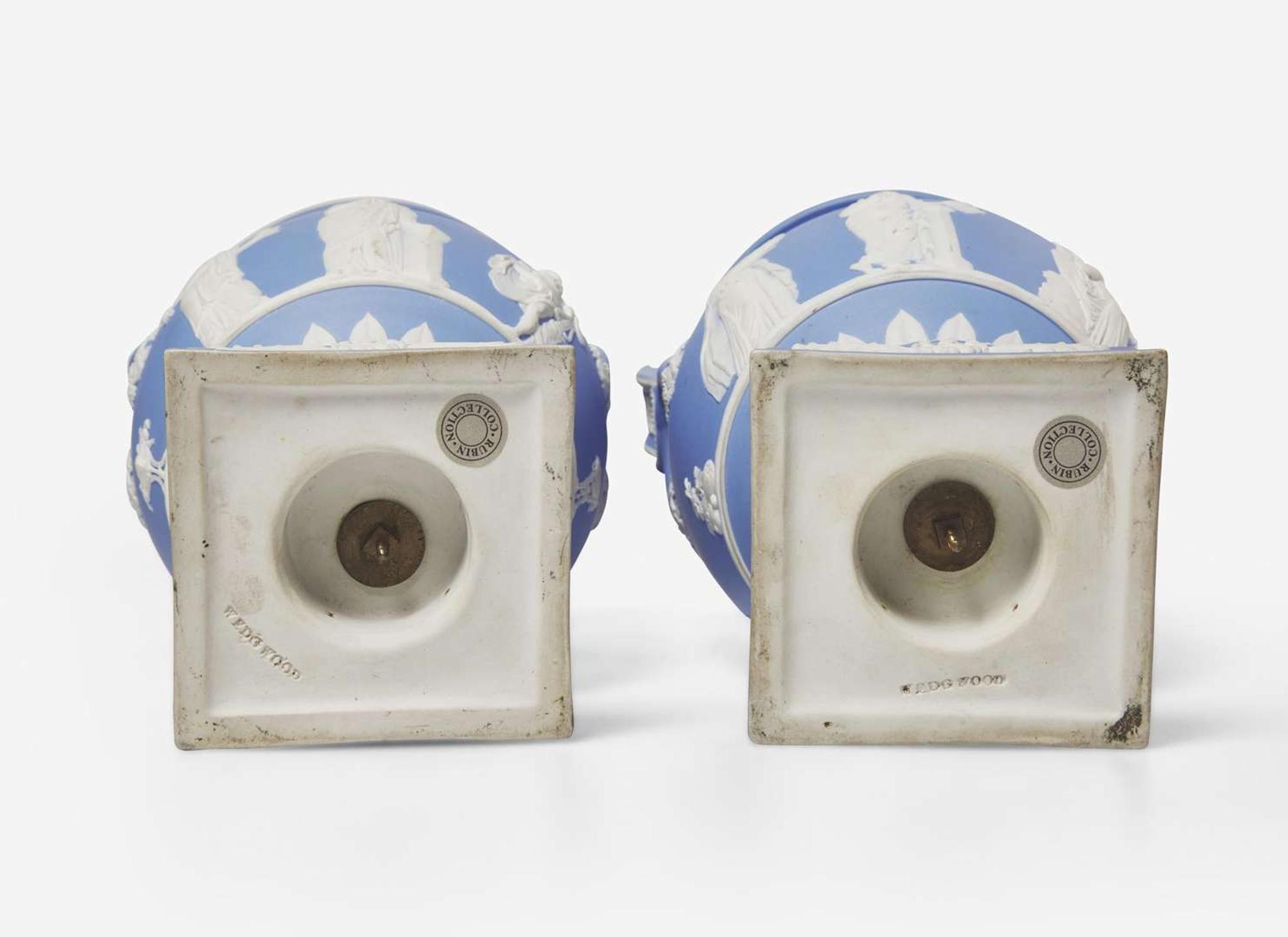 A Pair of Wedgwood Light Blue Dip Jasperware Vases, UK, late 19th century