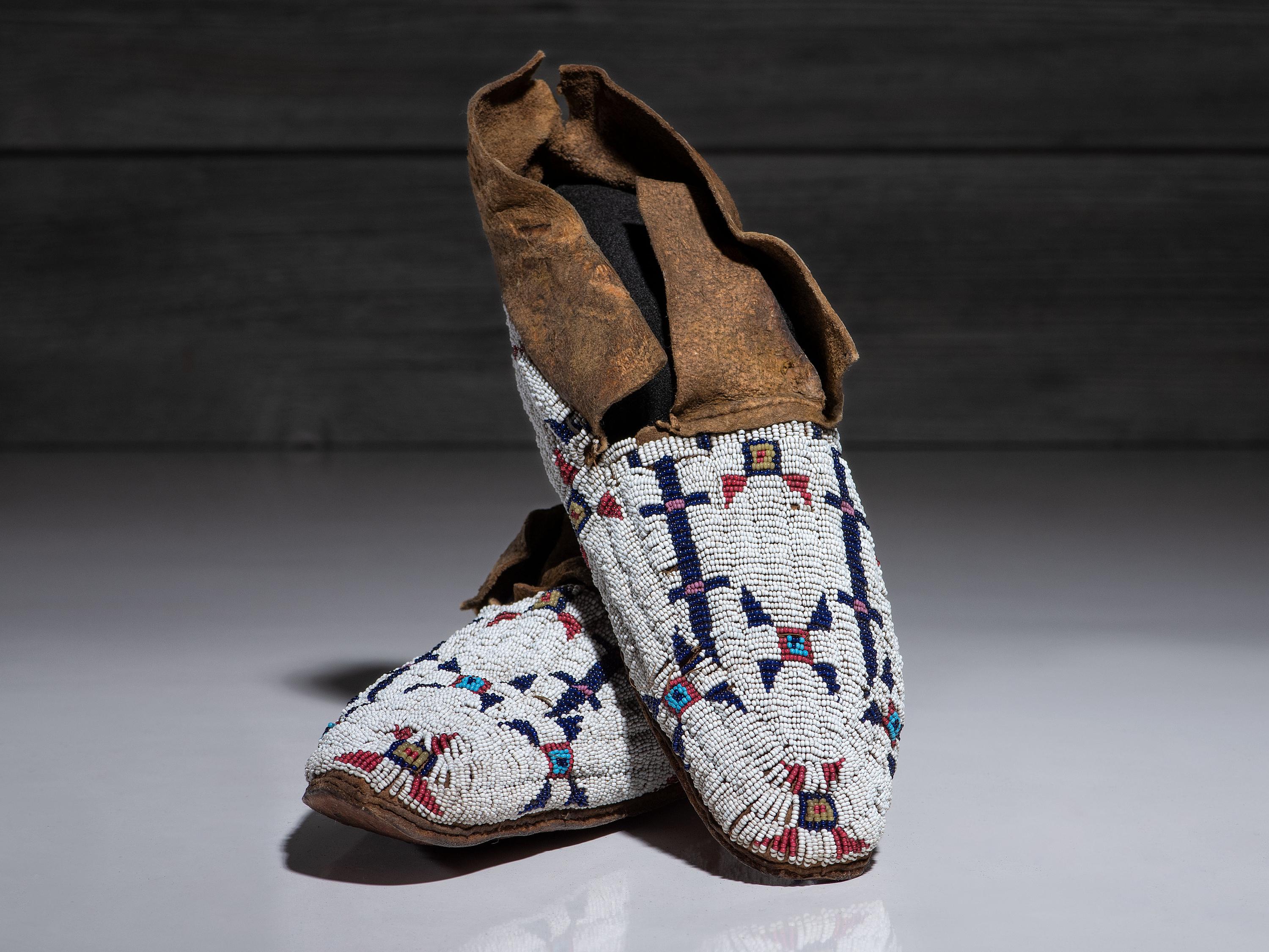 Cheyenne Beaded Hide Moccasins