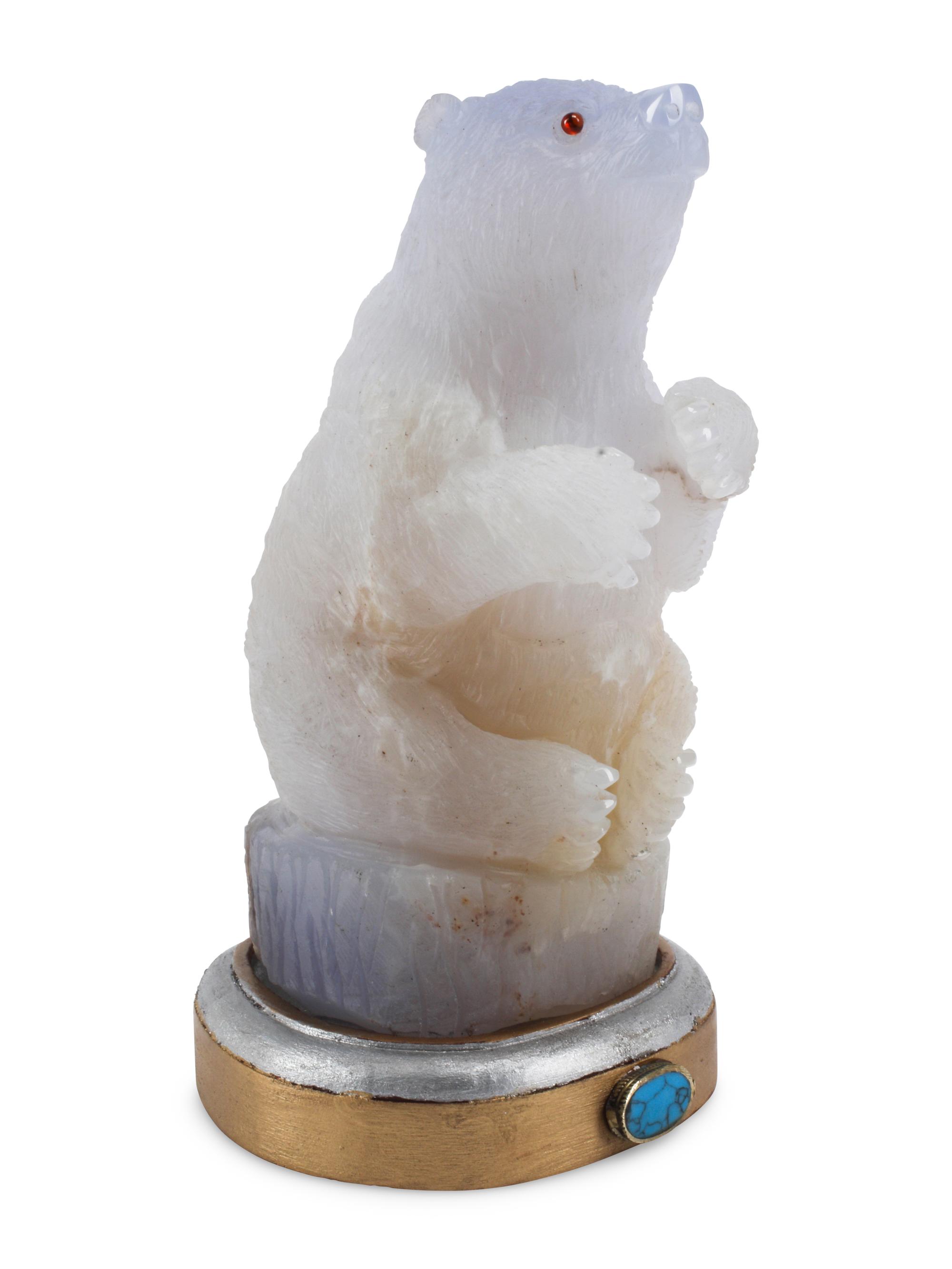 A Continental Carved Hardstone Model of a Bear