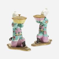 A Pair of Chinese Export Famille Rose Gilt Bronze-Mounted Figural Brûle Parfum The porcelain late 18th/early 19th century