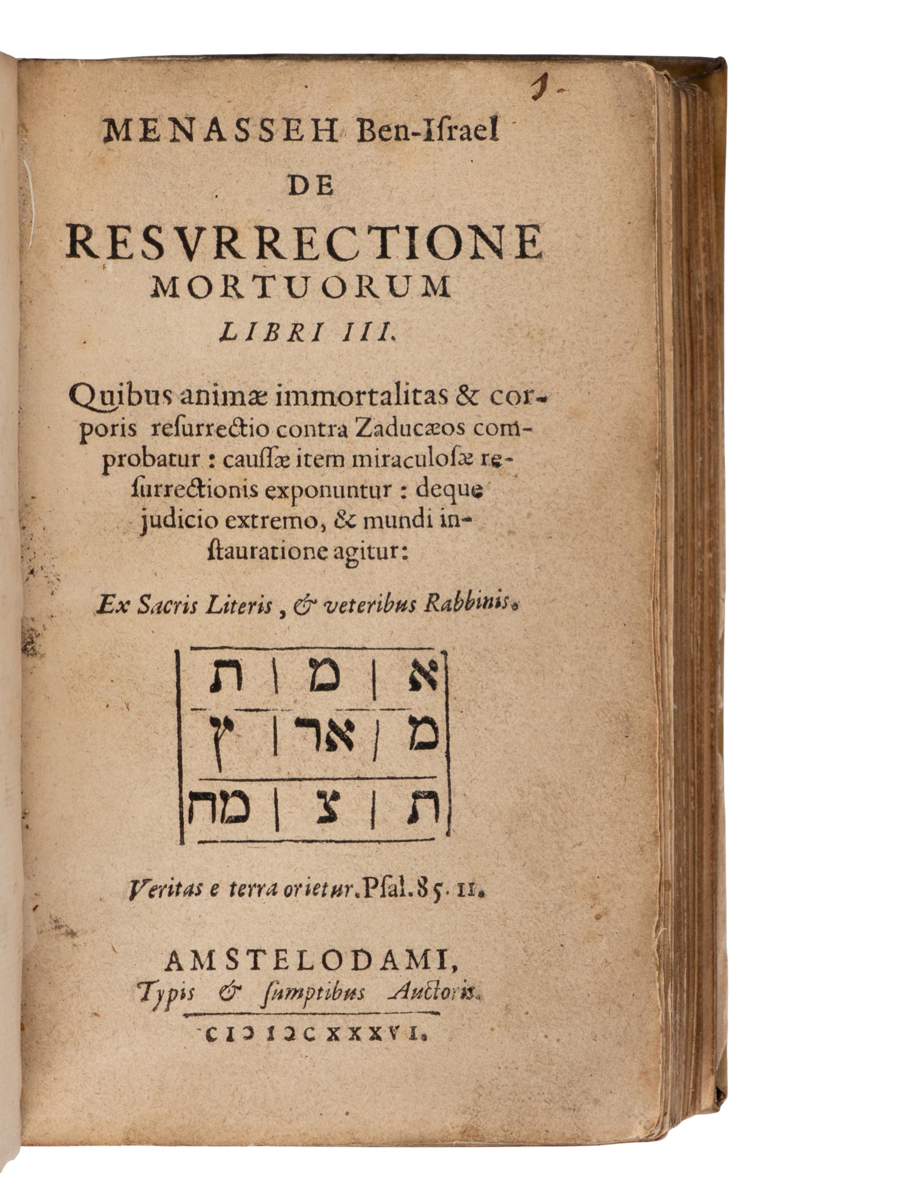 [Judaica] Ben-Israel, Menasseh. De Resurrectione Mortuorum Libri III