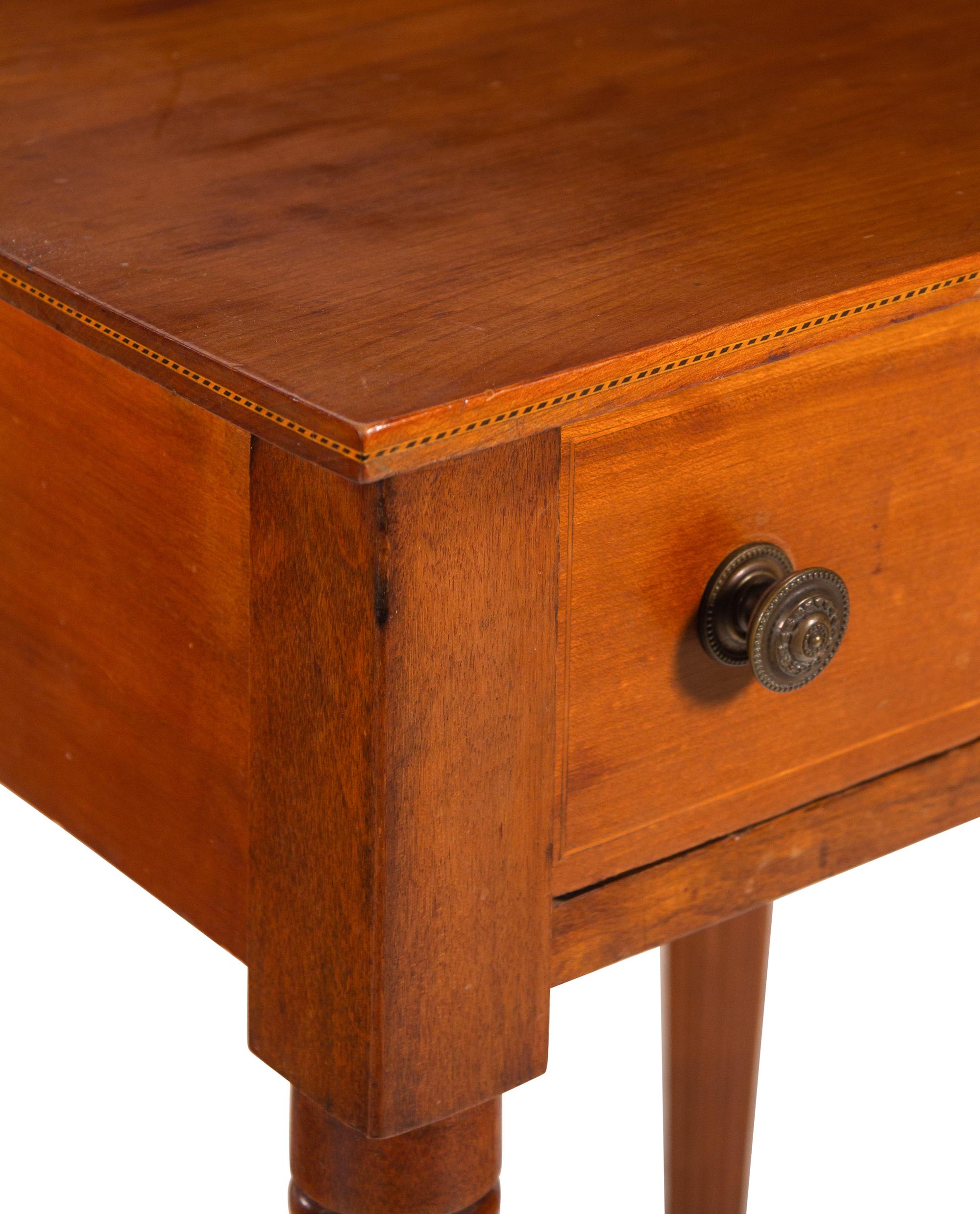 A Federal Turned and Inlaid Cherrywood Side Table
