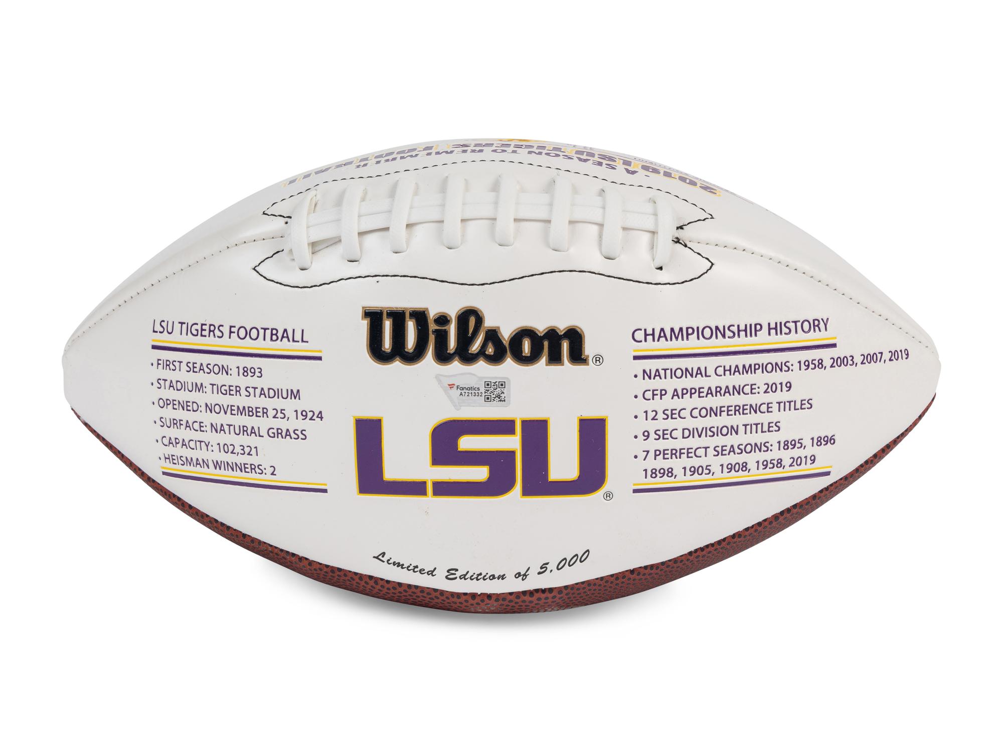A Joe Burrow Signed Autograph LSU 2020 National Champions Football,