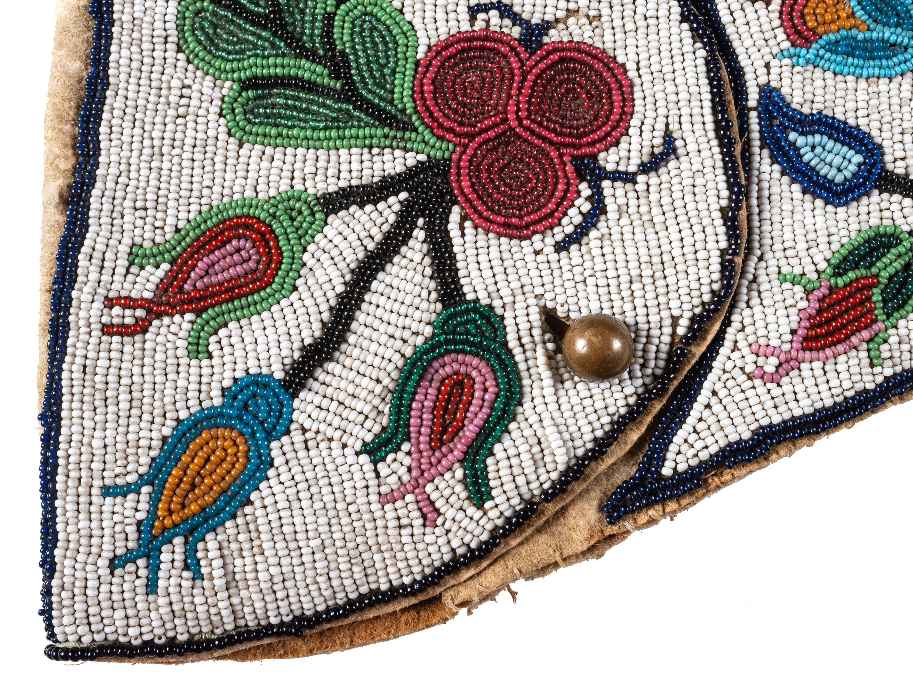 Plains Cree Beaded Hide Tobacco Bag and Pistol Holster