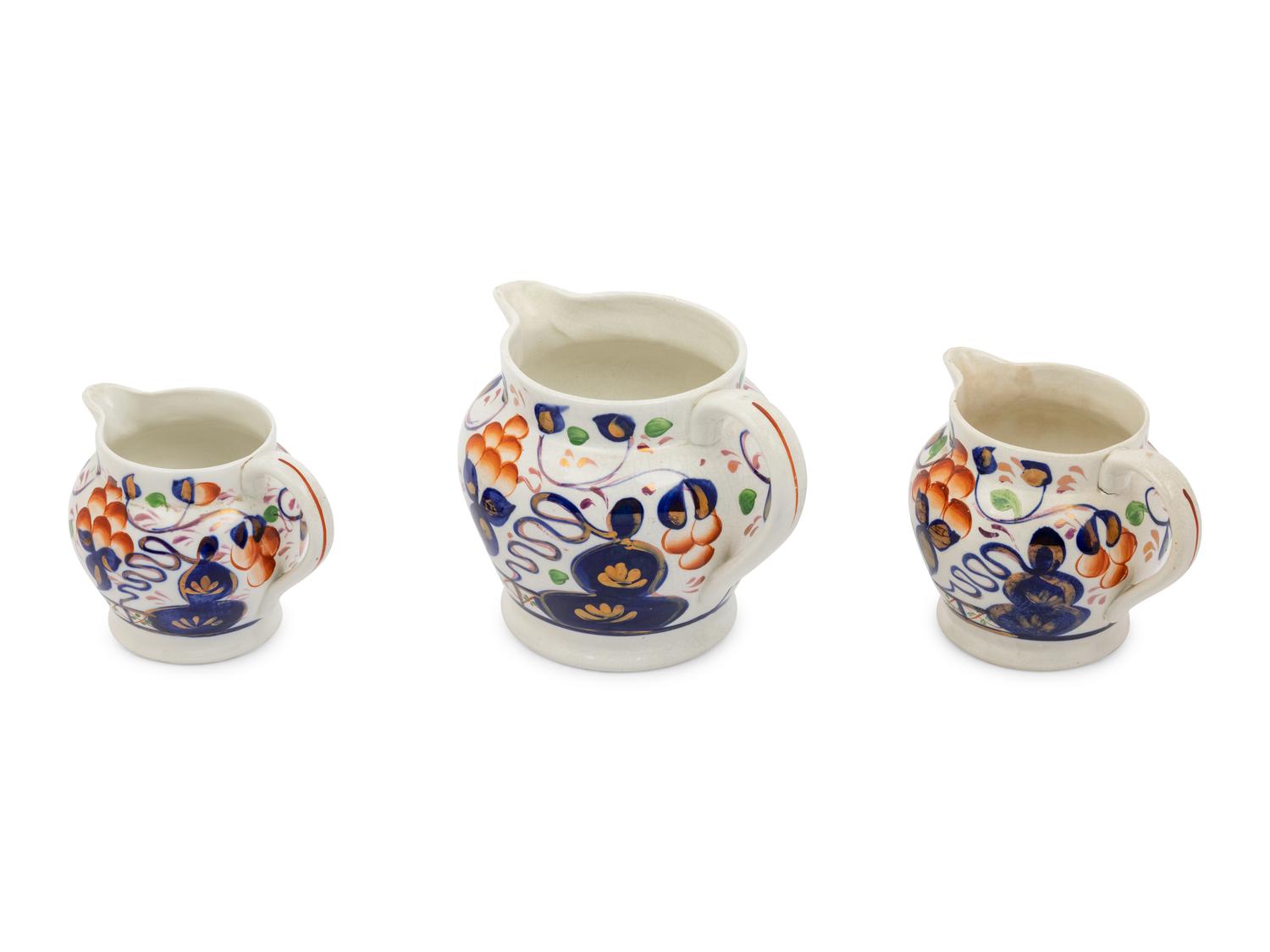 Three English Ironstone Pitchers