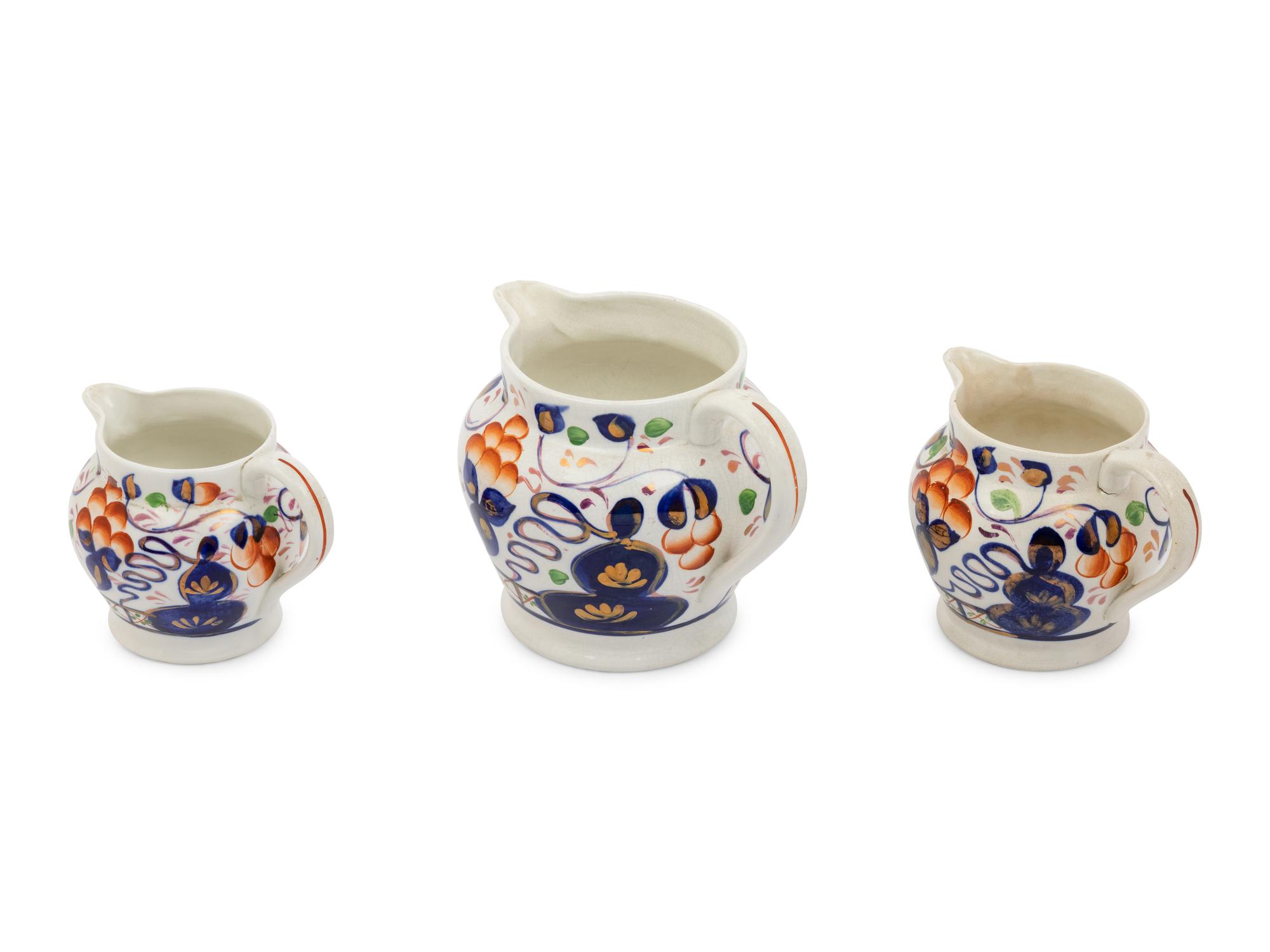 Three English Ironstone Pitchers