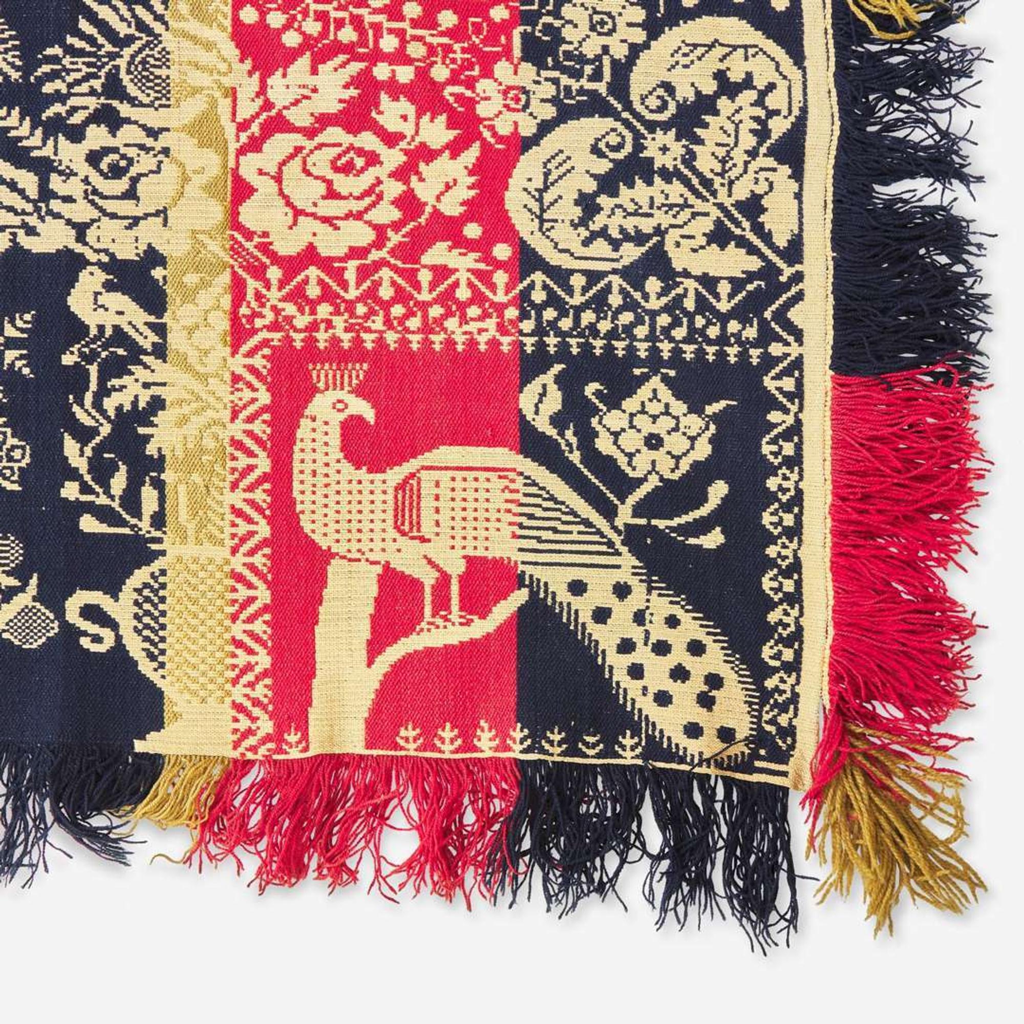 An assorted collection of five woven wool coverlets and one quilt; 19th century