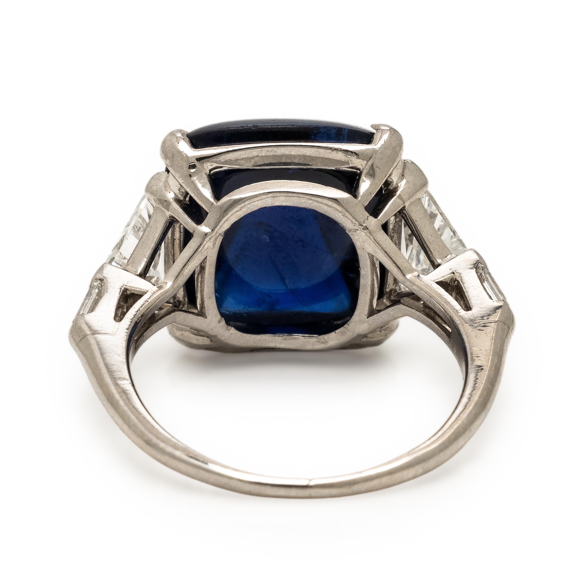 Sapphire, Diamond, and Platinum Ring