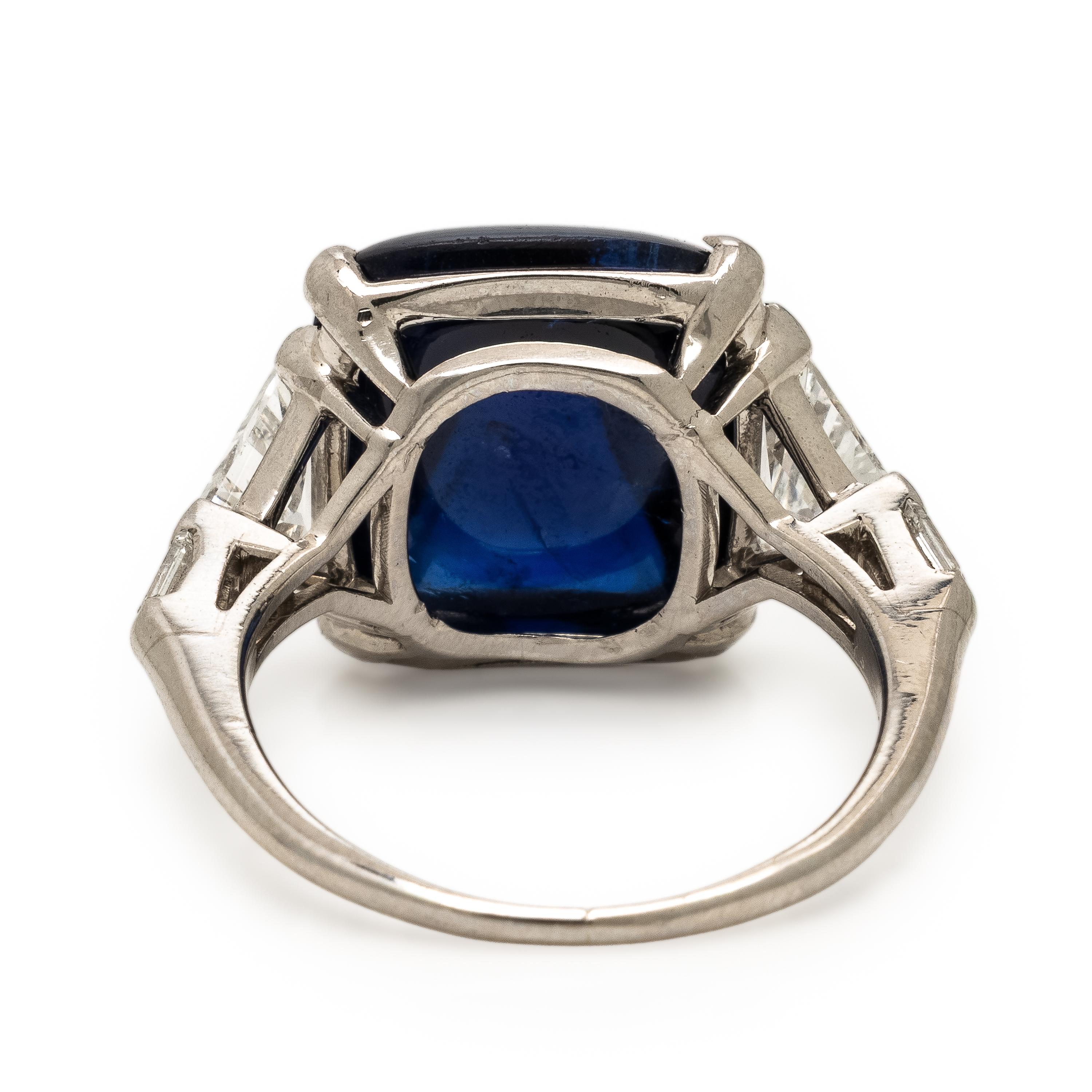 Sapphire, Diamond, and Platinum Ring