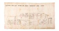 [RELIGION]. Leaving the Old Home or Going Through the Lion . Illustrated church tent revival banner. [ca 1910s-1920s].