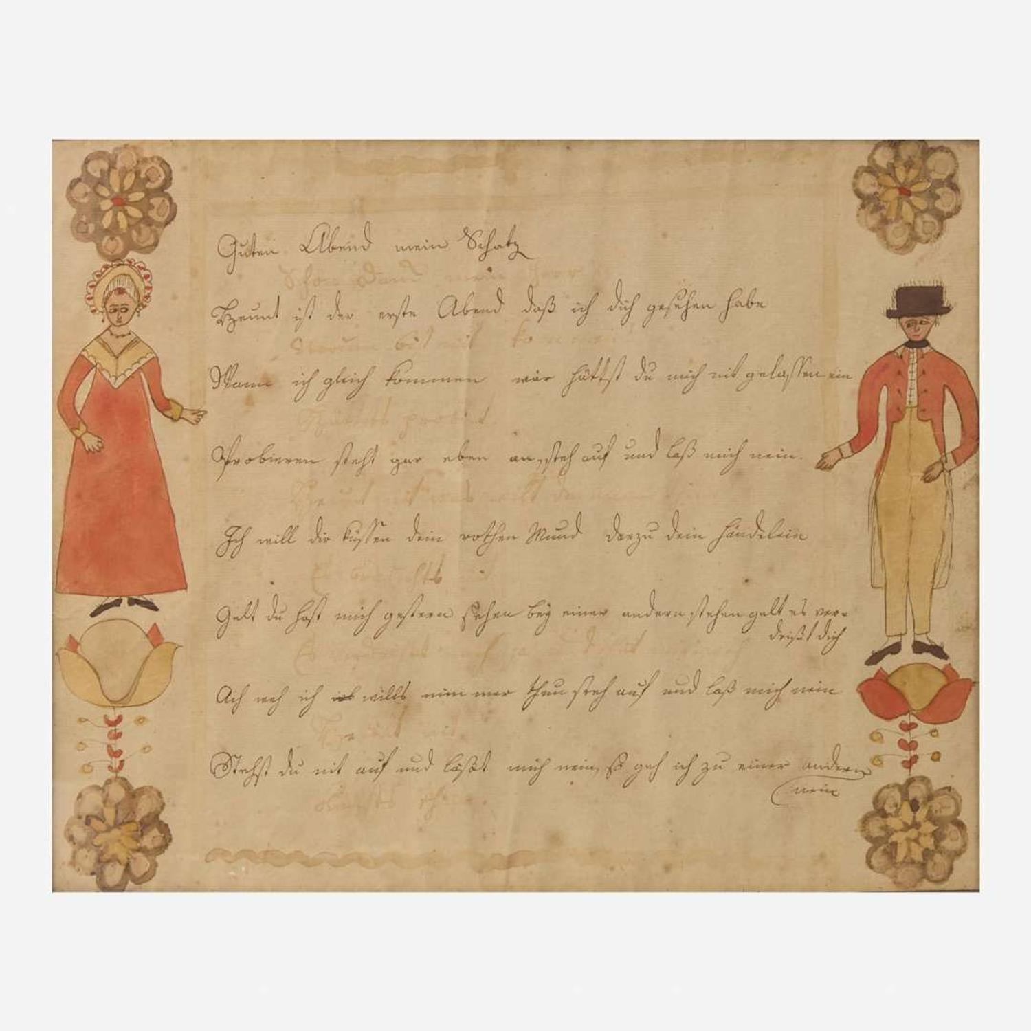 Johann Jacob Friedrich Krebs (c. 1749-1815) A Fraktur: A Romantic Verse