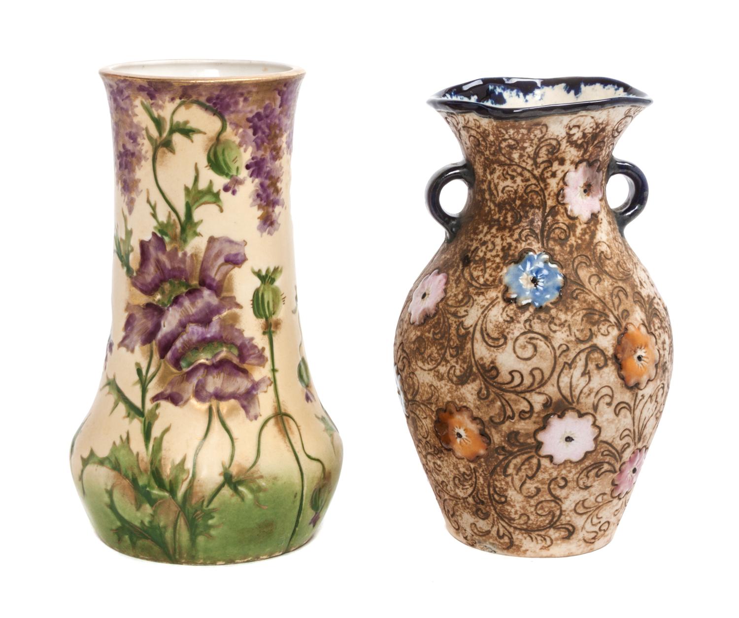 Two Amphora Pottery Vases Height of taller 8 1/4 inches.