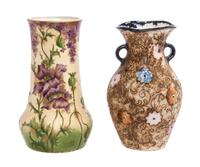 Two Amphora Pottery Vases Height of taller 8 1/4 inches.