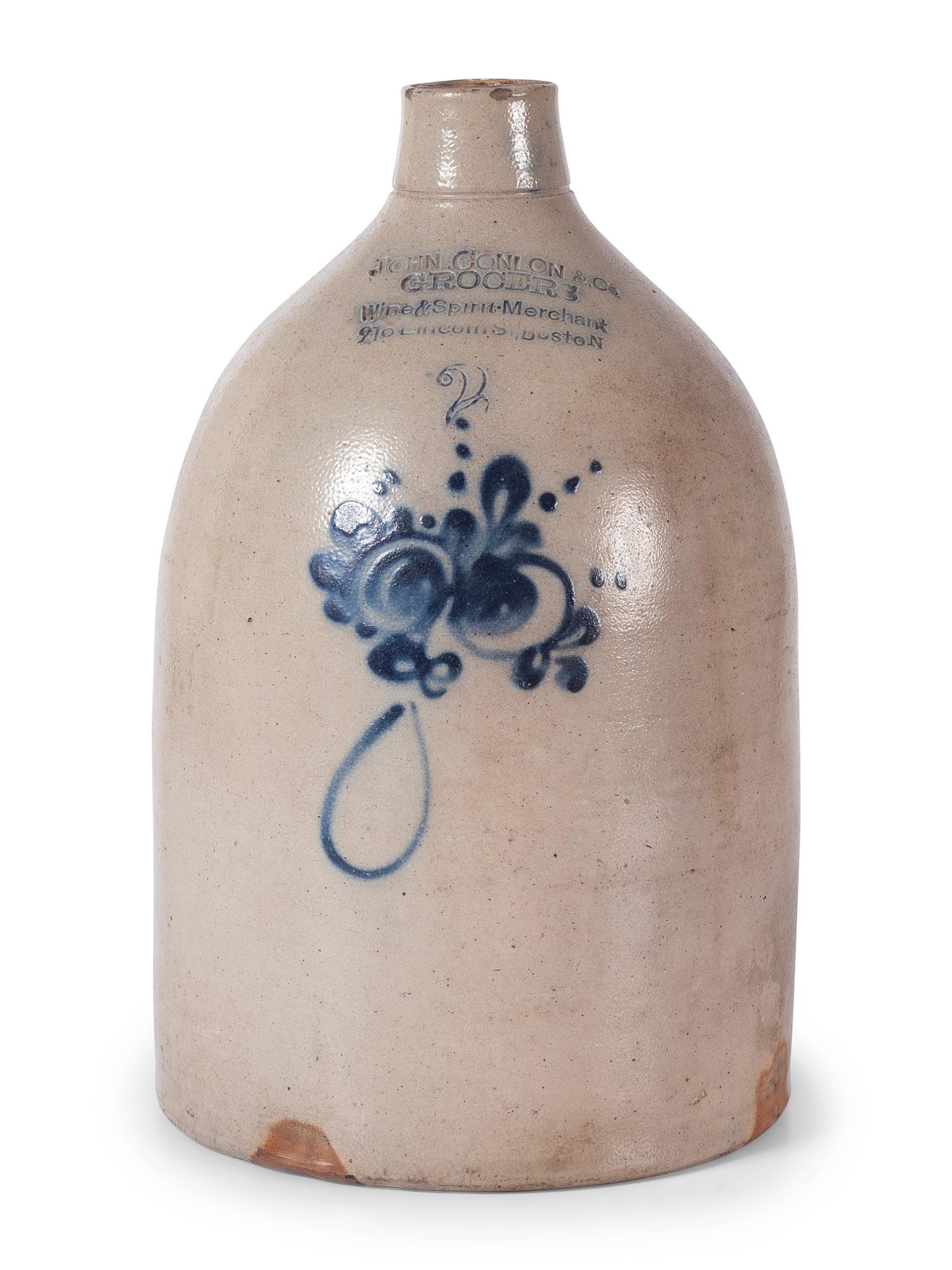 A Two-Gallon Cobalt Decorated Stoneware Advertising Crock