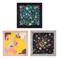 GUCCI & FENDI, THREE PRINTED SILK SCARVES