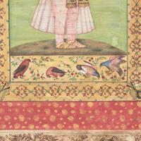 A Folio Portrait of a Standing Mughal Prince with Raised Sword, North India, 20th Century