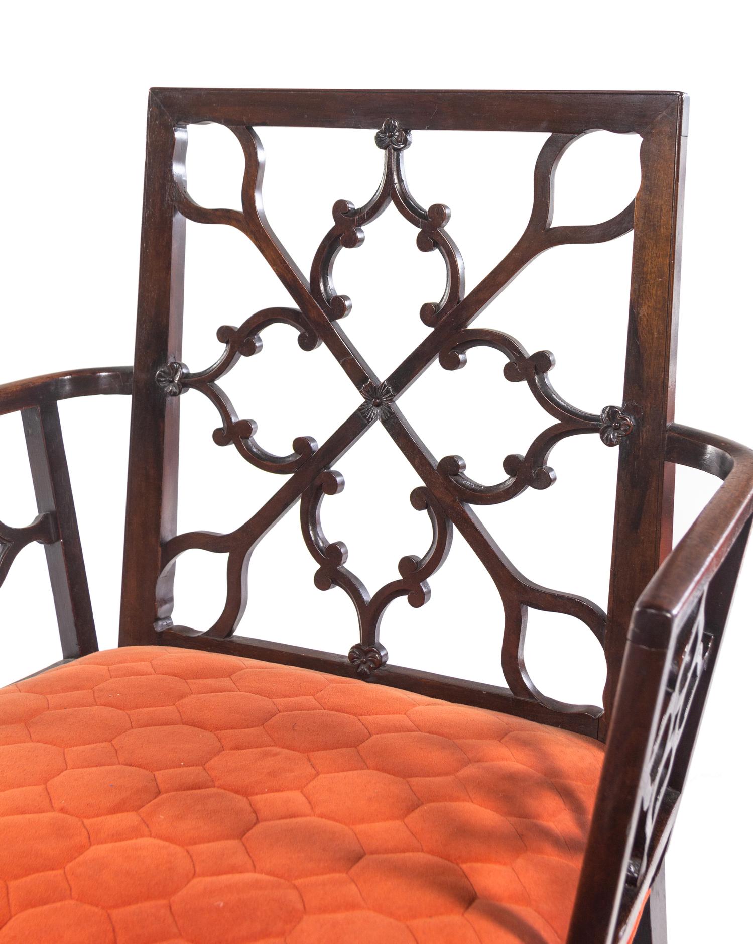 A Pair of Chinese Chippendale Mahogany Armchairs