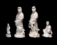 Four Chinese Blanc-de-Chine Porcelain Figures