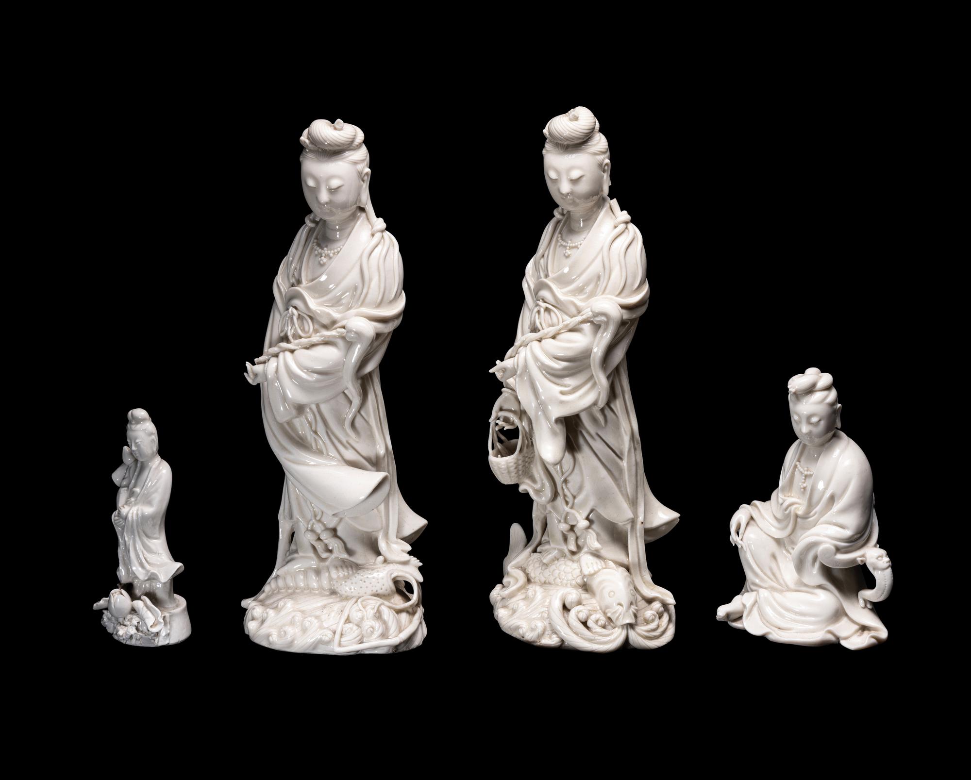 Four Chinese Blanc-de-Chine Porcelain Figures
