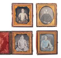 [EARLY PHOTOGRAPHY]. 12 daguerreotype portraits of female subjects holding cased images, including: