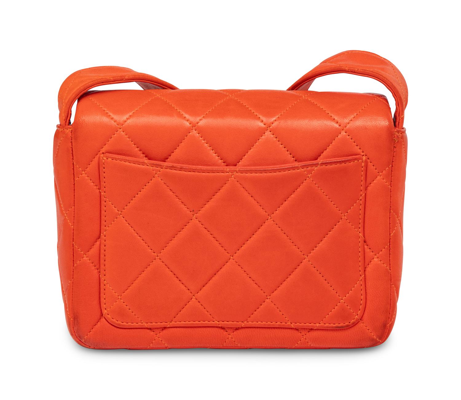 Chanel Quilted Crossbody Bag in Coral Lambskin