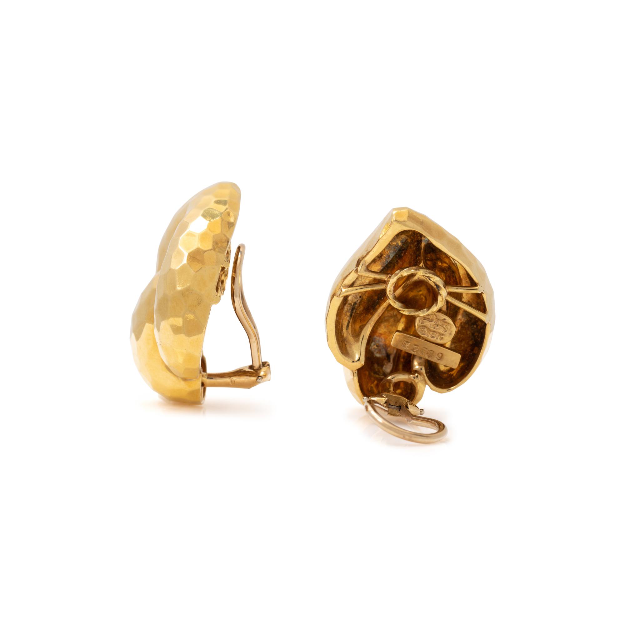 HENRY DUNAY, YELLOW GOLD EARCLIPS