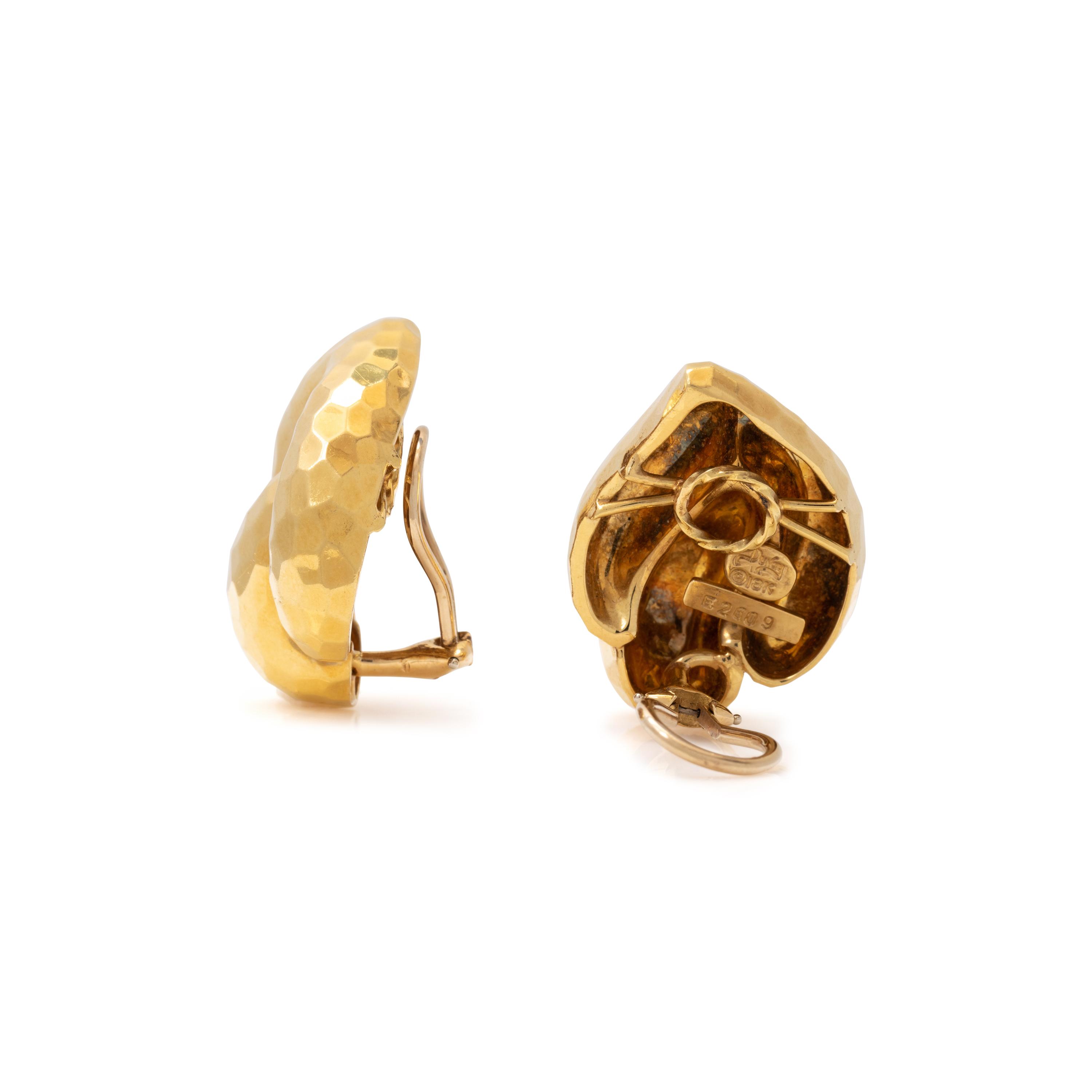 HENRY DUNAY, YELLOW GOLD EARCLIPS