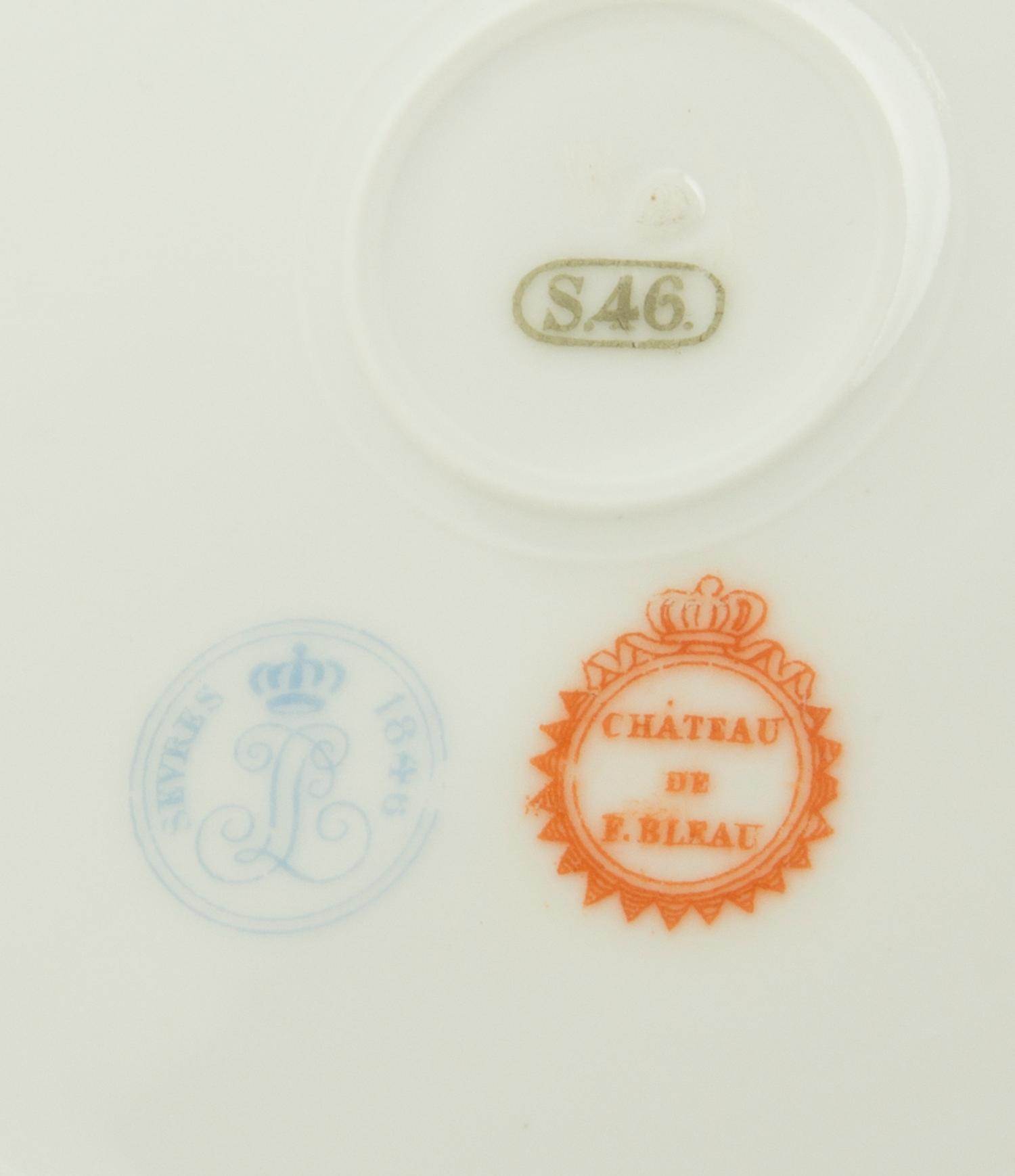 A Set of Twelve Sevres Porcelain Plates, Diameter 9 5/8 inches.