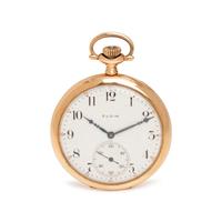 ELGIN, 14K YELLOW GOLD OPEN FACE POCKET WATCH