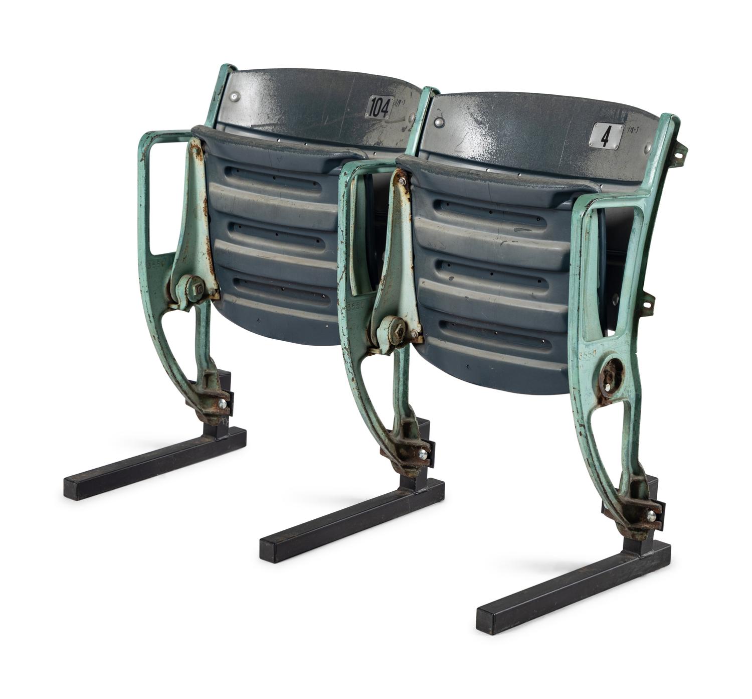 A Group of Two Vintage Wrigley Field Chicago Cubs Stadium Seat Chairs,