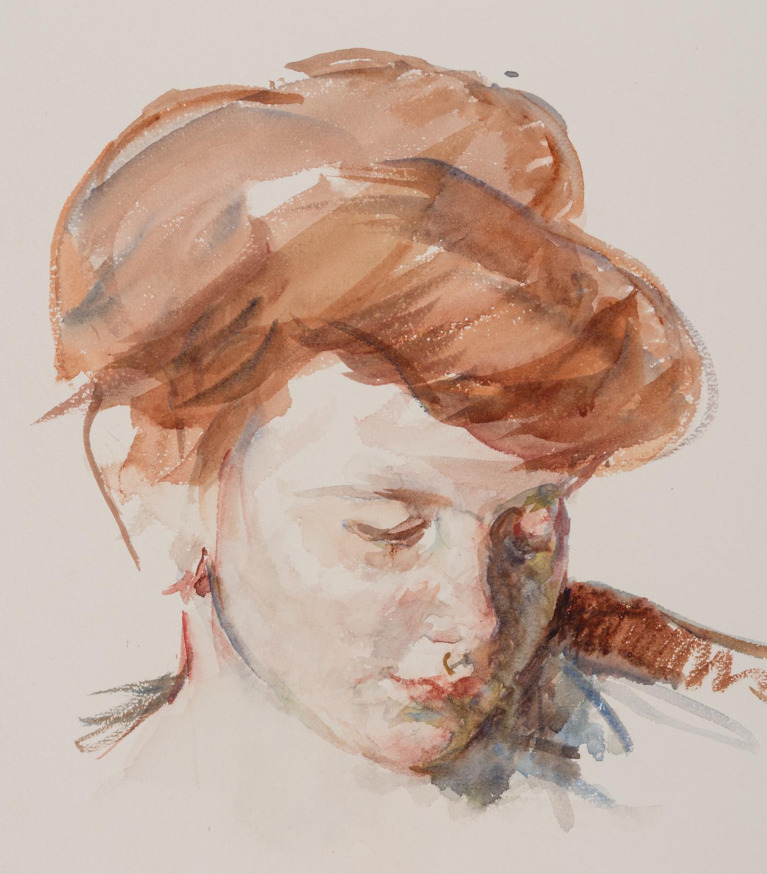 Sketch of Mother Jeanne's Head Looking Down (No. 3) , c. 1908