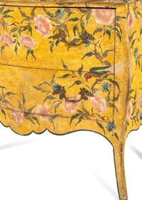 A Continental Painted Faux Marble-Top Commode